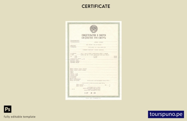 listo para imprimir plantilla de certificado de defunción del registro de matrim
